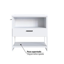 Gabinete para Banheiro Industrial 80 cm com 1 Porta e Pia - Branco - 4