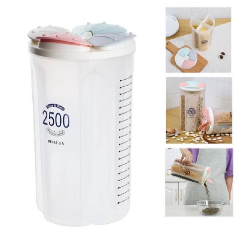 Pote 4 em 1 Dispenser Porta Mantimentos Lavanderia Sabao em Pó Quadruplo Alimentos Multiuso Cereal C