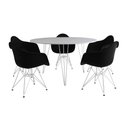 Ver imagem 6 de Mesa Jantar Redonda 110Cm Branca Clips 3 Pés Com 5 Poltronas Pretas Ferro Branco - Cor: Branco