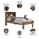 Ver imagem 3 de Cama Solteiro para Colchão 188x88cm com Nichos Zuri Jatobá S01 - Mpozenato
