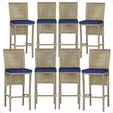8 Banqueta em Alumínio Roma Fendi Corda Náutica Tecido 10