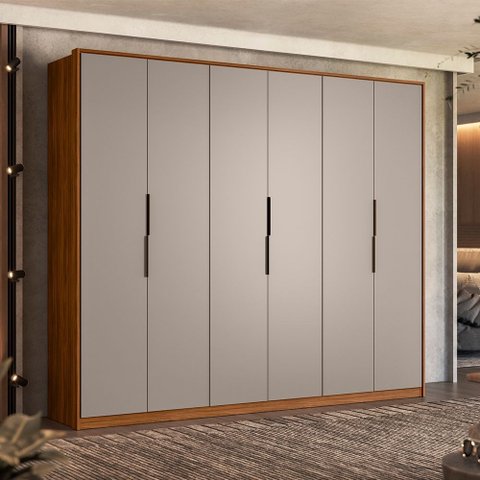 Guarda Roupa Casal Atrice 6 Portas e 6 Gavetas Nogueira Touch Nude Prime Tx Demartêz