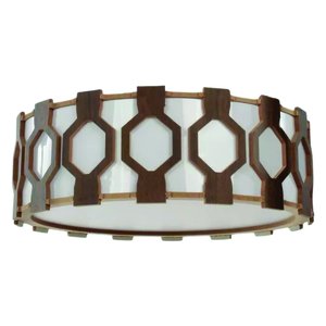 Lustre Plafon Madeira Ripado Diamante 30 Cm para Sala de Star Sala de Jantar Cor Imbuia