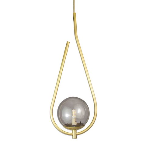 Lustre Pendente On Drop - Dourado com Globo de Vidro Fumê - 4126-14-fu