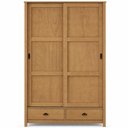 Ver imagem 2 de Guarda Roupa Solteiro 2 Portas de Correr 2 Gavetas 133cm Madeira Maciça Mazzaro F06 Freijó - Lyam