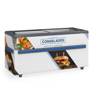 Ilha Congelados Vidro Reto com Led Ghdi500 Gelopar Expositor 500 Litros Branco 110v