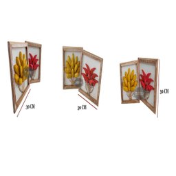 Kit quadros rústicos decorativo em madeira banana/pimenta artesanal - 7