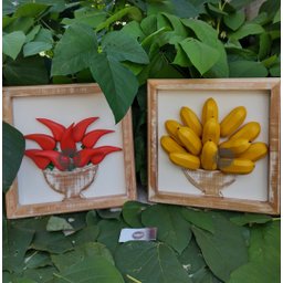 Kit quadros rústicos decorativo em madeira banana/pimenta artesanal - 6