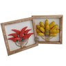 Kit quadros rústicos decorativo em madeira banana/pimenta artesanal - 1
