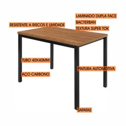 Mesa Tubo 110x72cm Tampo MDP BP Mega  - 4