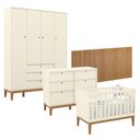 Ver imagem 1 de Quarto de Bebê Unique 4 Portas com Cômoda 6 Gavetas e Painel Ripado Off White Eco Wood - Matic