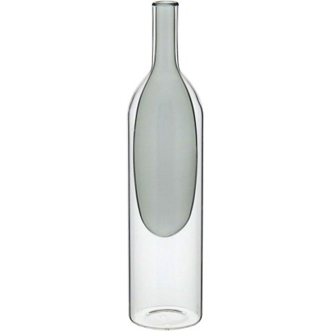 Vaso Decorativo Enfeite Casa Garrafa Vidro 29x7x7cm Cinza