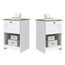 Ver imagem 3 de Kit Conjunto 2 Mesas de Cabeceira 40cm 1 Gaveta MN1010 Branco - Decibal
