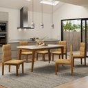 Ver imagem 2 de Mesa de Jantar 6 Lugares Zyra com Vidro Cinamomo/off White - Panorama Móveis