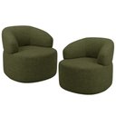 Ver imagem 2 de Kit 02 Poltronas Giratória Orgânica para Sala de Estar Living Helena L02 Linho Verde - Lyam Deco