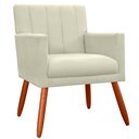 Ver imagem 2 de Kit 2 Poltrona e Puff Decorativa Miami Bege para Sala de Estar Recepção