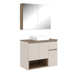 Gabinete de Banheiro 80cm Aurora com Espelheira e Cuba - 4