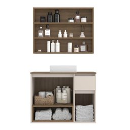 Gabinete de Banheiro 80cm Aurora com Espelheira e Cuba - 2