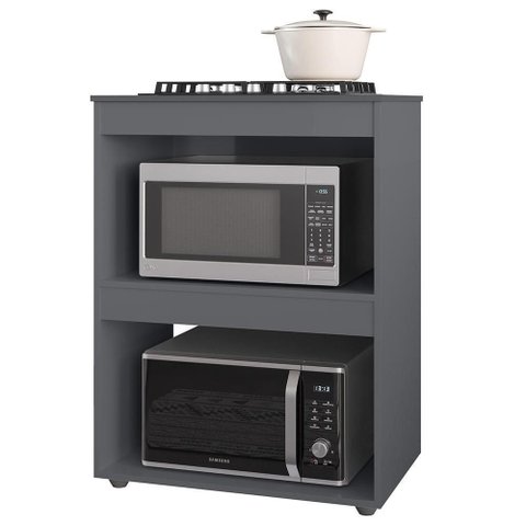 Balcão para Cooktop e Forno Microondas 75cm Adriana Cinza - AJL Móveis