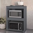 Ver imagem 6 de Balcão para Cooktop e Forno Microondas 75cm Adriana Cinza - AJL Móveis