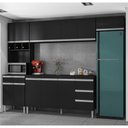 Ver imagem 2 de Cozinha Modulada 4 Peças Balcão com Tampo 160cm Andréia Preto - AJL Móveis