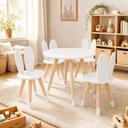 Ver imagem 1 de Conjunto Coelho Mesa 4 Cadeiras Infantil Pintura PU:Branco