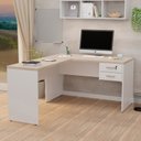 Ver imagem 1 de Mesa de Canto em L para Escritório Escrivaninha com Gaveteiro 1.20x1.50 Netmobil- Dubai/branco