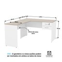 Ver imagem 5 de Mesa de Canto em L para Escritório Escrivaninha com Gaveteiro 1.20x1.50 Netmobil- Dubai/branco