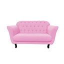 Ver imagem 3 de Namoradeira Decorativa Dália Suede Rosa Bebê 2 Lugares Pés Madeira Mz Decor