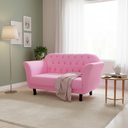 Ver imagem 2 de Namoradeira Decorativa Dália Suede Rosa Bebê 2 Lugares Pés Madeira Mz Decor