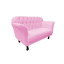 Ver imagem 4 de Namoradeira Decorativa Dália Suede Rosa Bebê 2 Lugares Pés Madeira Mz Decor