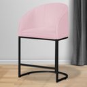 Ver imagem 2 de Poltrona Banqueta Decorativa Luxo Mia Suede Base Metal Preta - Estopar Poltrona Mia Suede Rosa Bebê