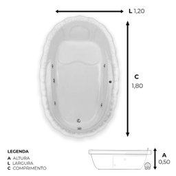 Banheira Lotus Individual com Hidro em Acrílico - 3