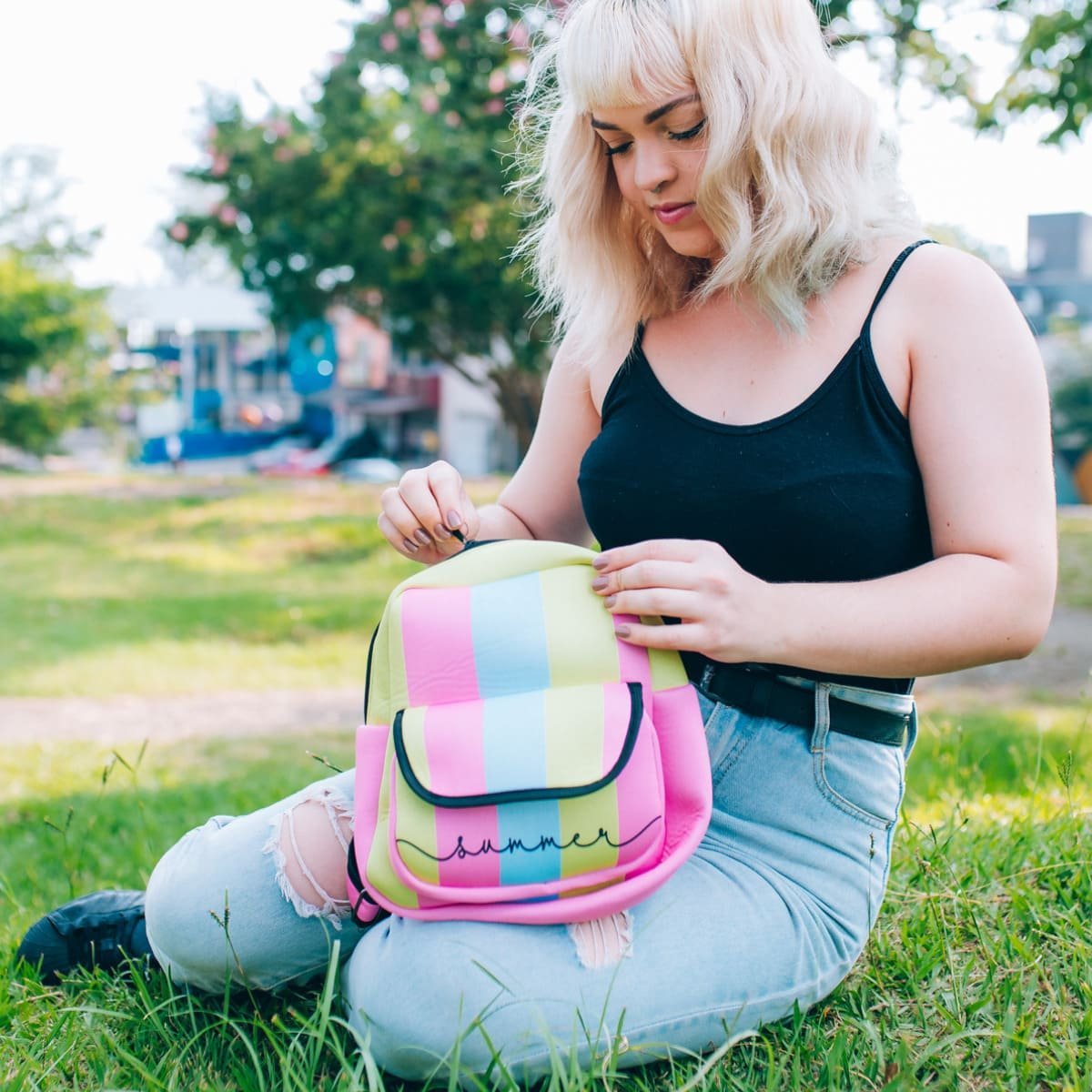 Mochila Feminina Bolsa Pequena Passeio Jovem 22x25 Arco-Íris - 6