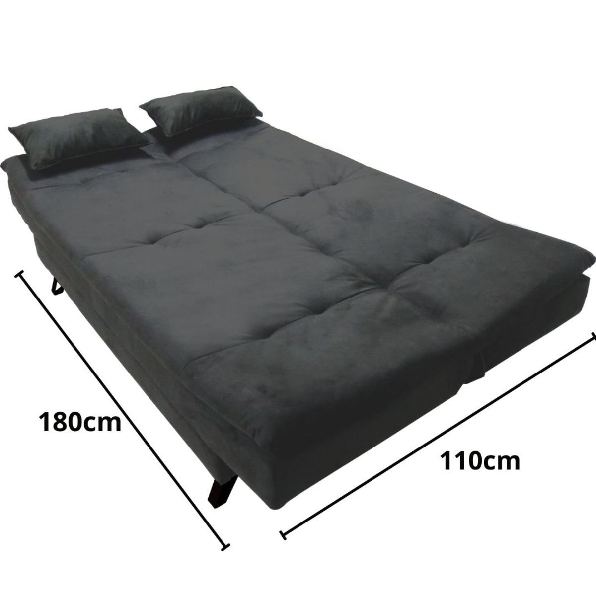 Sofá Cama 3 Lugares Com Almofadas Decorativo 180 cm Chicago Suede Cinza - 4