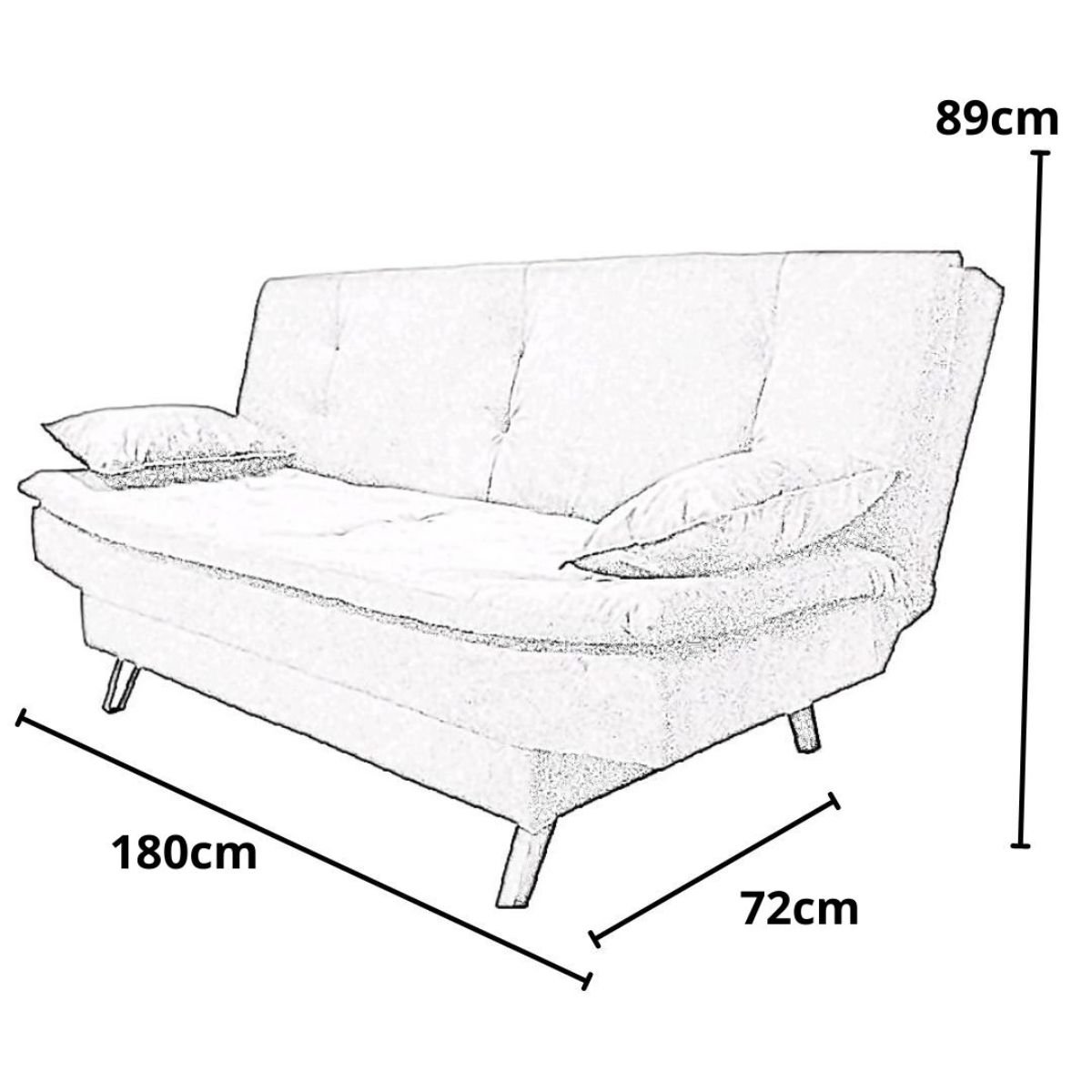 Sofá Cama 3 Lugares Com Almofadas Decorativo 180 cm Chicago Suede Cinza - 5