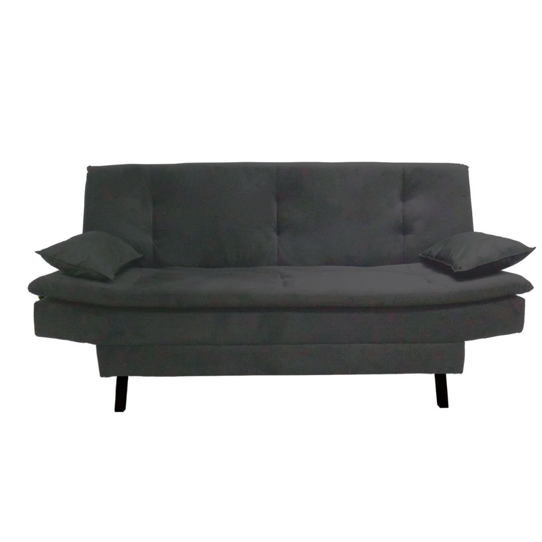Sofá Cama 3 Lugares Com Almofadas Decorativo 180 cm Chicago Suede Cinza - 1