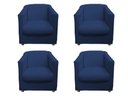 Ver imagem 1 de Kit 4 Poltronas Decorativa Biane Couro Azul Marinho Pés Cromado Ms Decor