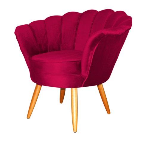 Poltrona Decorativa Pétala para Sala Veludo Cores - S.a Móveis Estopar Poltrona Pétala Corino Vermel