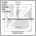 Ver imagem 2 de Lustre Pendente Figo Preto - 5 Globos Esfera de Vidro Fumê