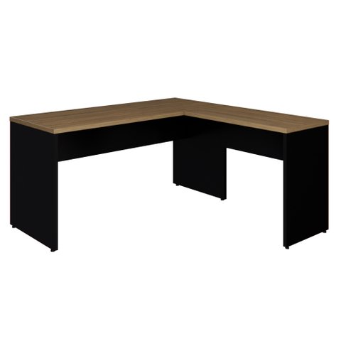 Mesa em L Savoia 30mm 170x160cm Escritório Macadamia/preto