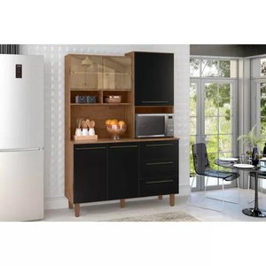 Armário de Cozinha 5 Portas 3 Gavetas Absoluto Zanzini Natura/Preto