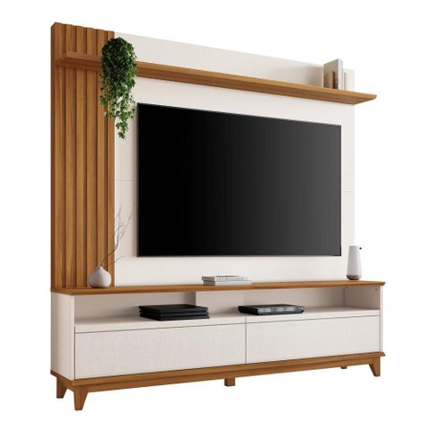 Rack com Painel Tv até 65” 2 Portas Nt1335 Off White/freijó