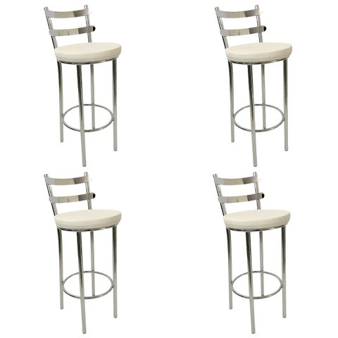 Kit 4 Banquetas Rafaela - Redonda Altura 65cm para Bar e Cozinha Cromada com Assento Confortável Cor