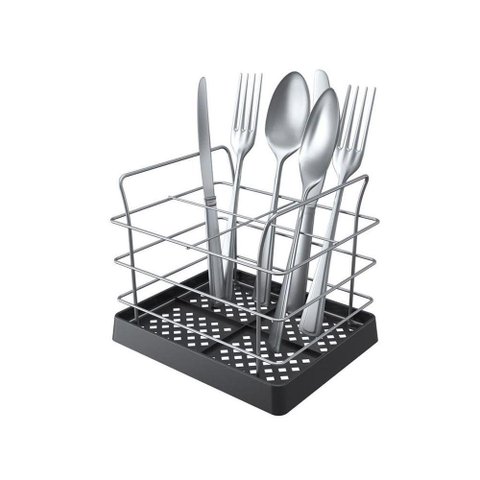 Porta Talheres em Aço com Fundo em Plástico - Stolf Preto
