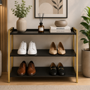 Ver imagem 1 de Aparador Multiuso Industrial com 3 Prateleiras Julia - Preto/Dourado