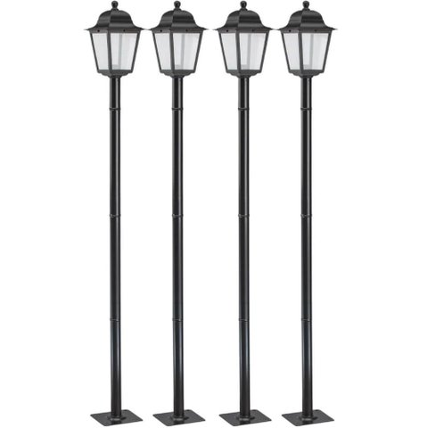 Kit 4 Postes para Iluminação Externa 1,95m Jardim Praça E27 Lente Transparente Soberana Dital