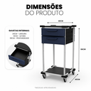 Ver imagem 2 de Carrinho Auxiliar Organizador Multiuso com 2 Gavetas, Estrutura em Aço, Tampo em Psai - Mad.U Two