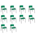 Ver imagem 2 de Kit 10 Cadeira Iso Infantil Creche, Escola Base Cinza Verde Escuro