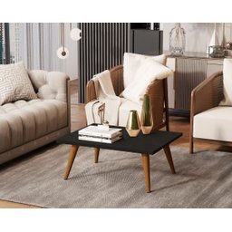 Mesa De Centro Retangular Sala Mdf Pé Palito Decorativa - Preto 65x35cm - 4